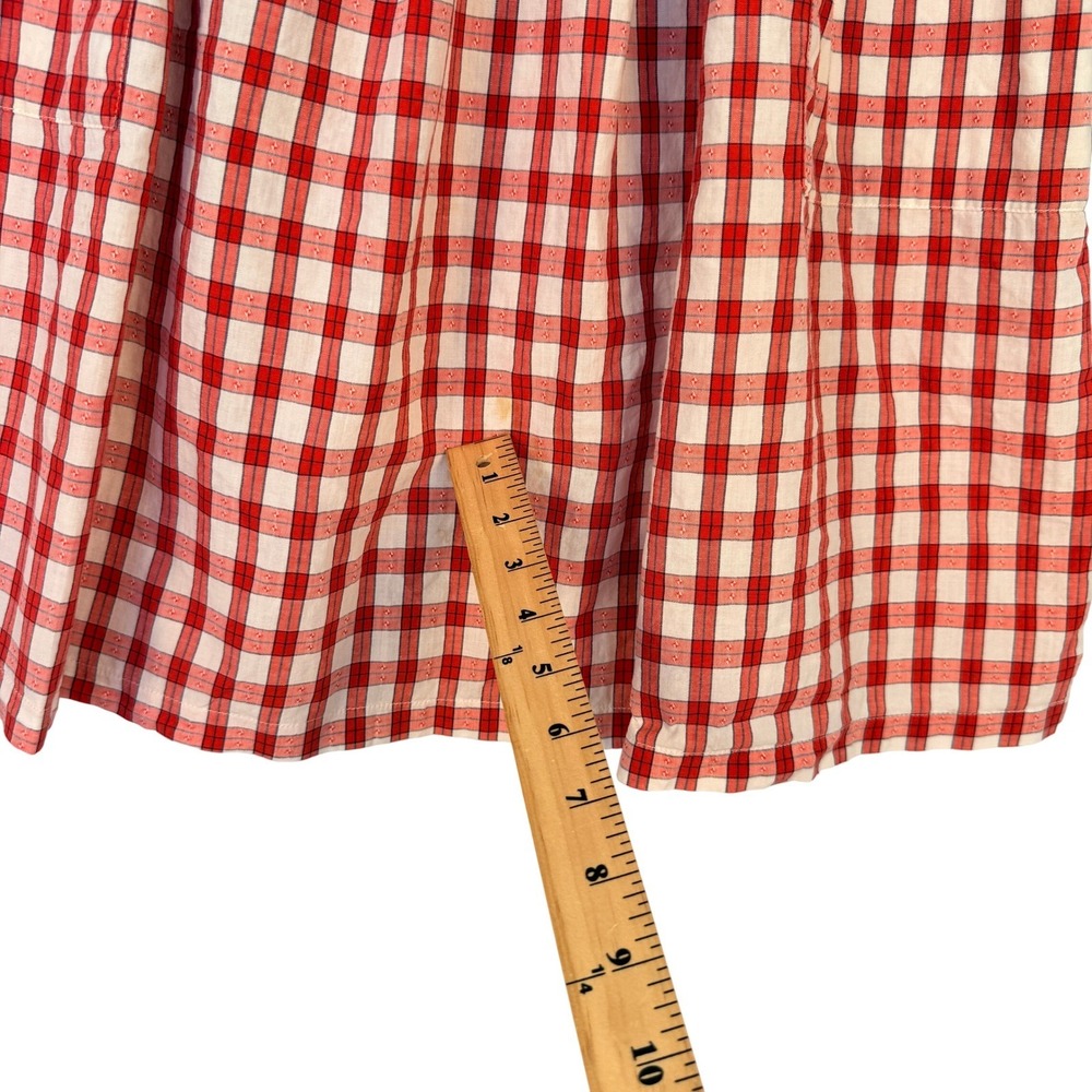 Vintage Esprit Red Plaid Midi Skirt High Waist A-Line 90s Cottagecore Size 14 - Picture 7 of 8